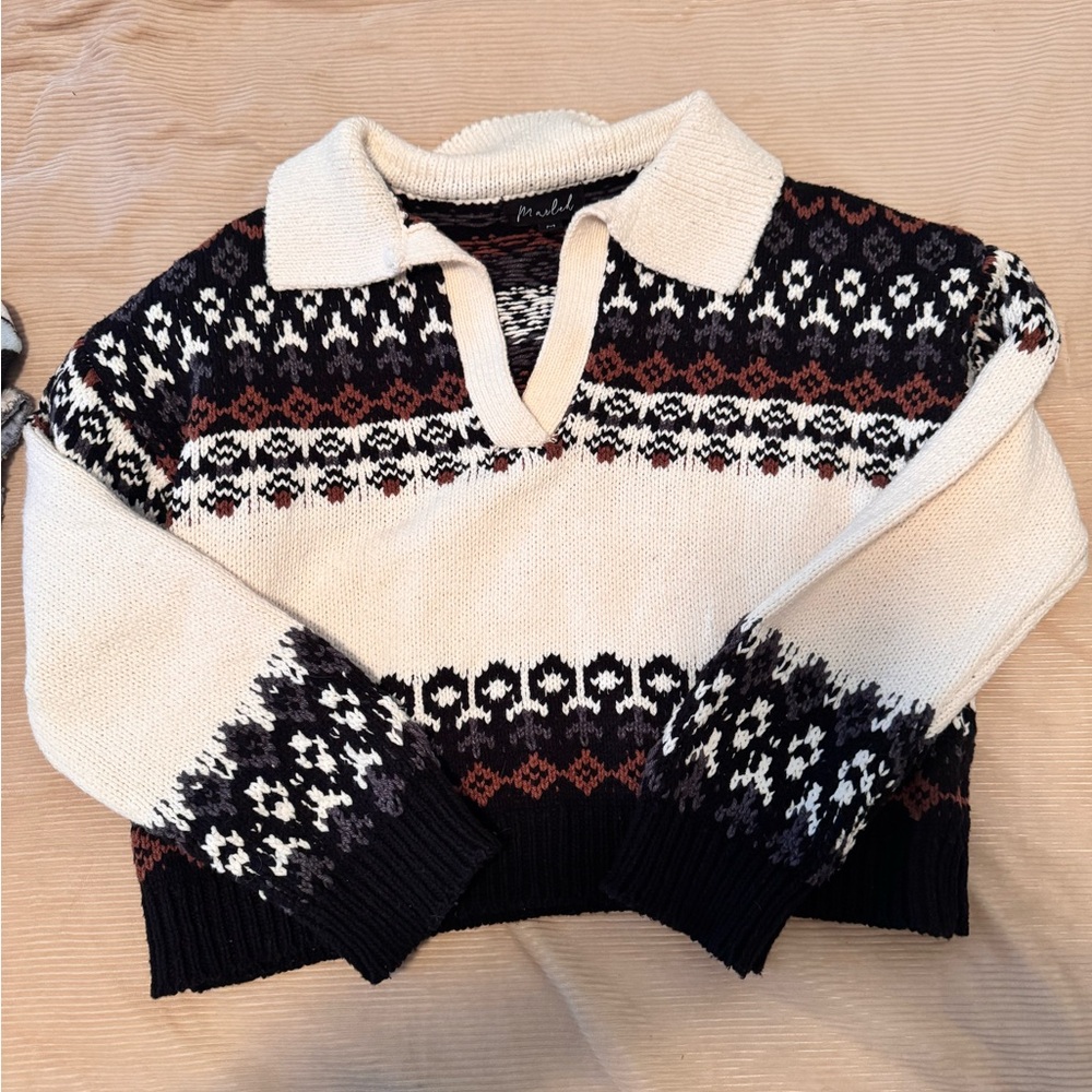 T.J.Maxx V-Neck Sweater - Black, Cream, Brown